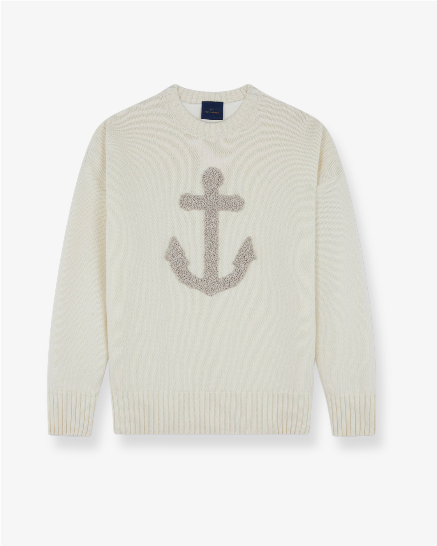 Rundhals Genser med Broderi Off-White