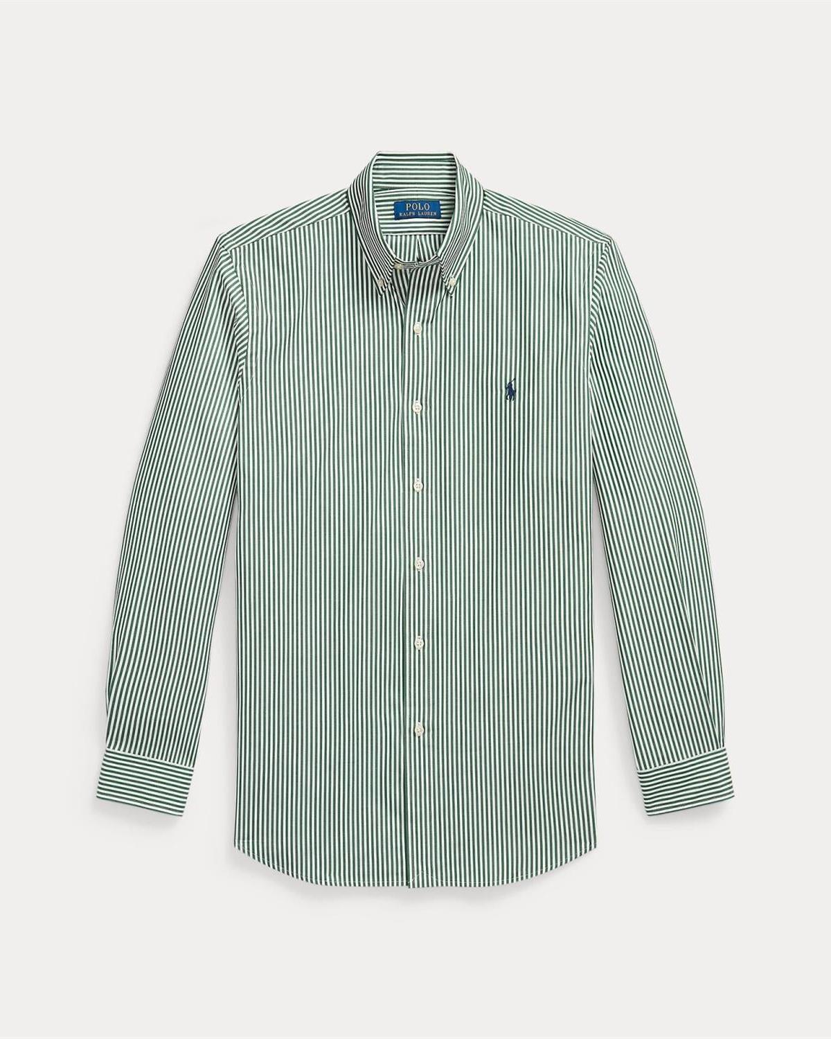 Stripet Poplin Skjorte - Grønn/Hvit