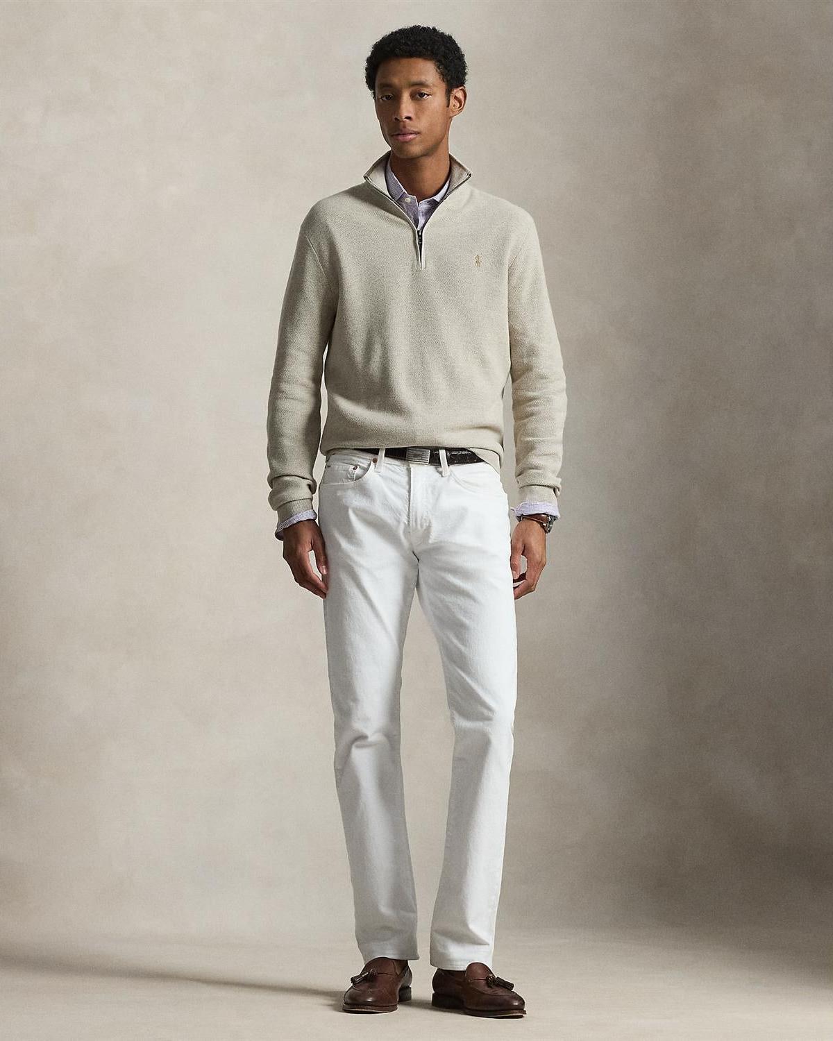 Bomull Half-Zip - Beige
