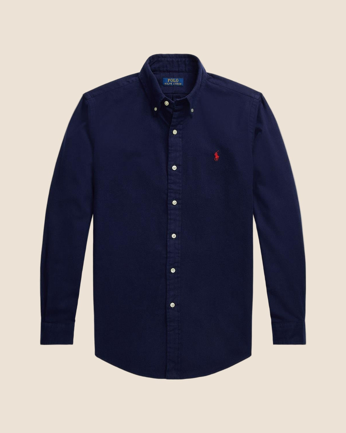 Børstet Flanell Skjorte Custom Fit - Navy