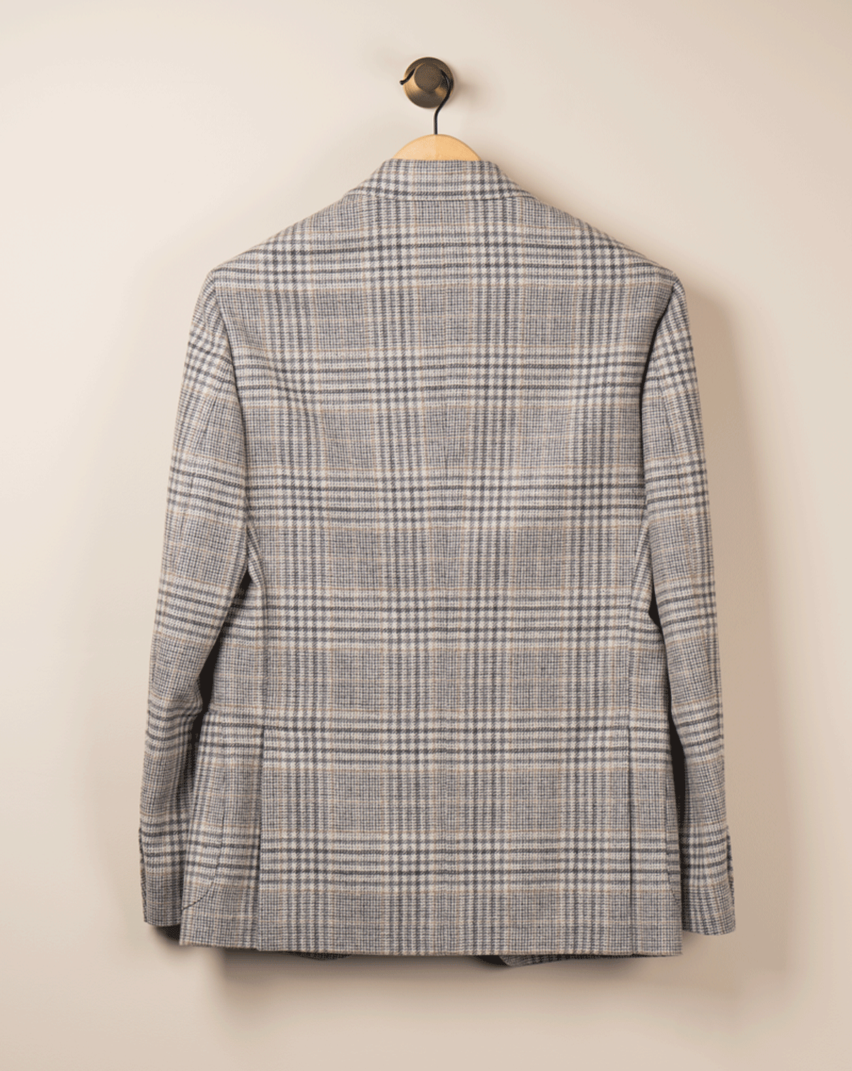 Enkeltspent Jakke Ull/Cashmere Rutet - Grå