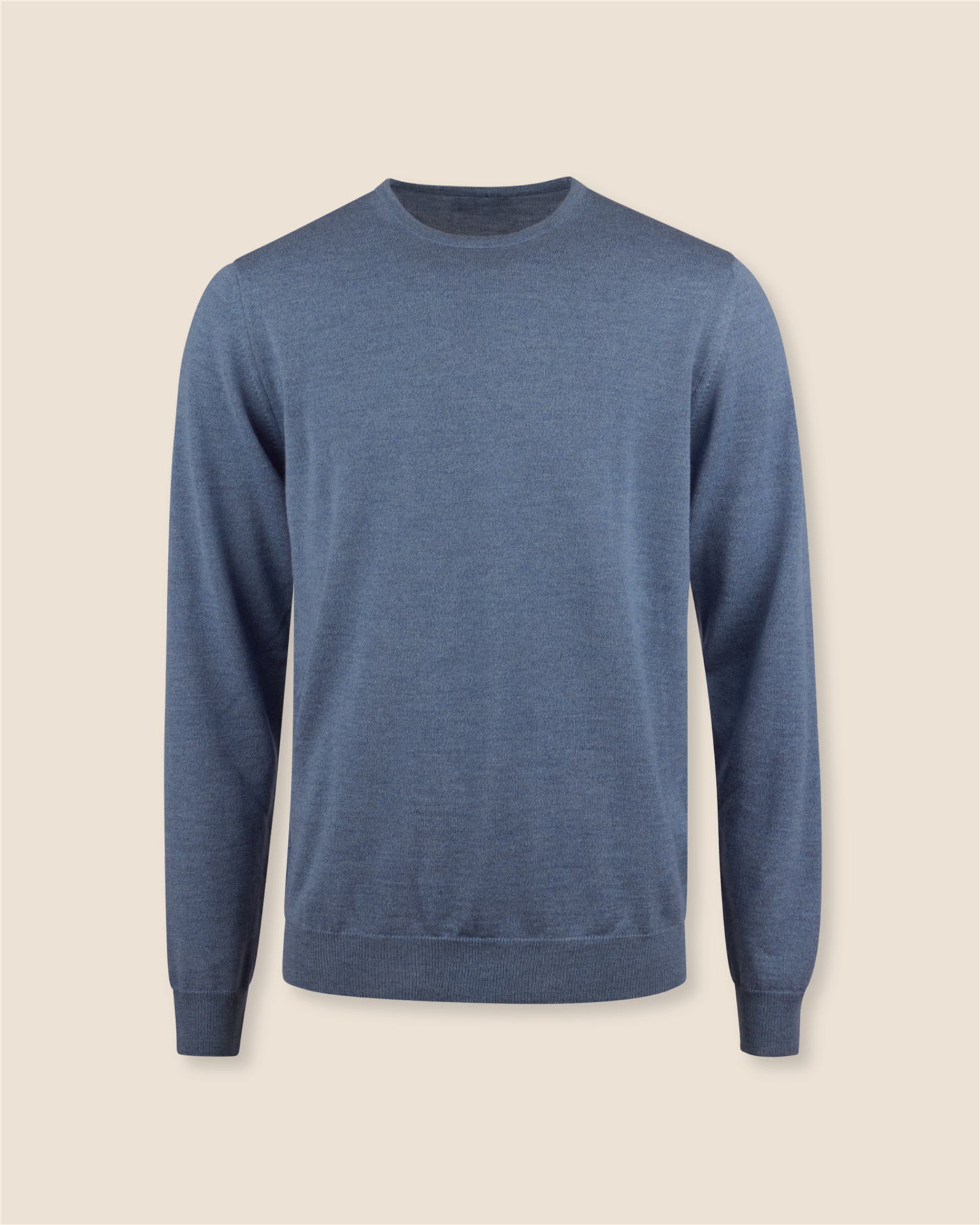 Rundhals Merino - Jeans blå
