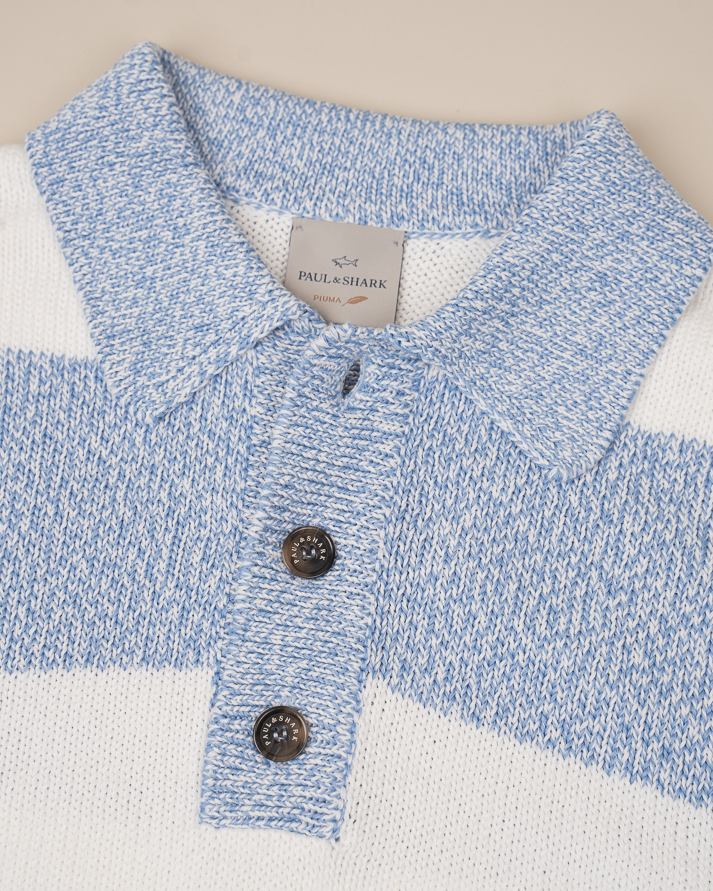 Stripet Piuma Langermet polo - Blå