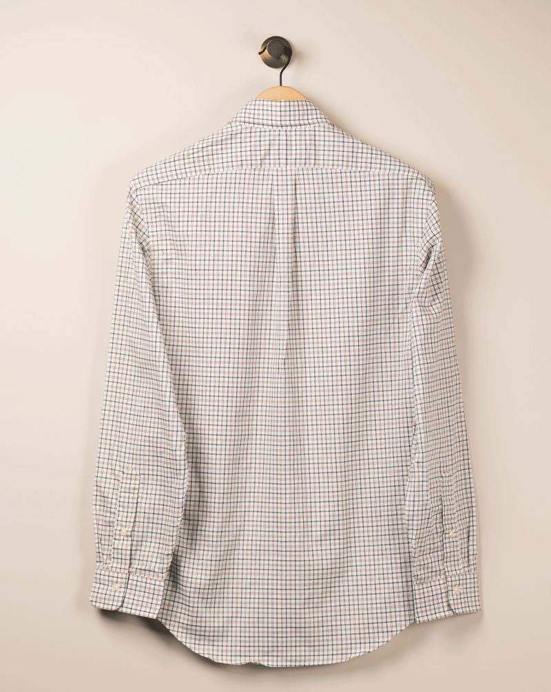 Rutet Custom Fit Twill Skjorte - Brun