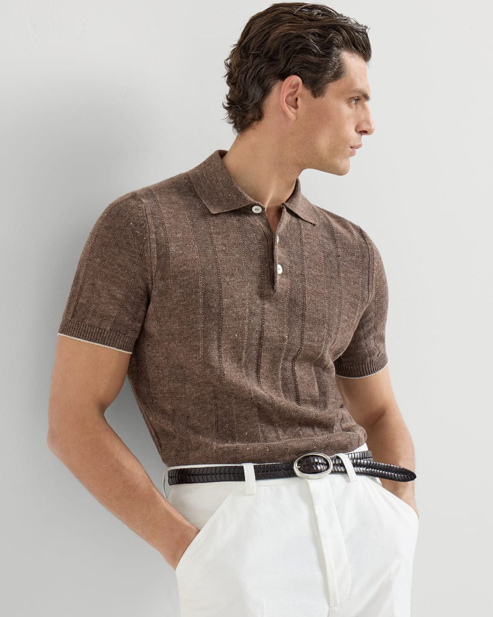 Kortermet Polo Genser - Brun