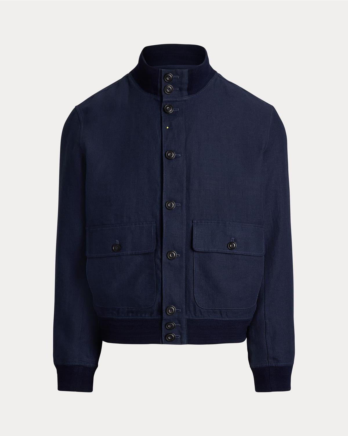 Windbreaker Jakke Fiskebensmønster - Navy