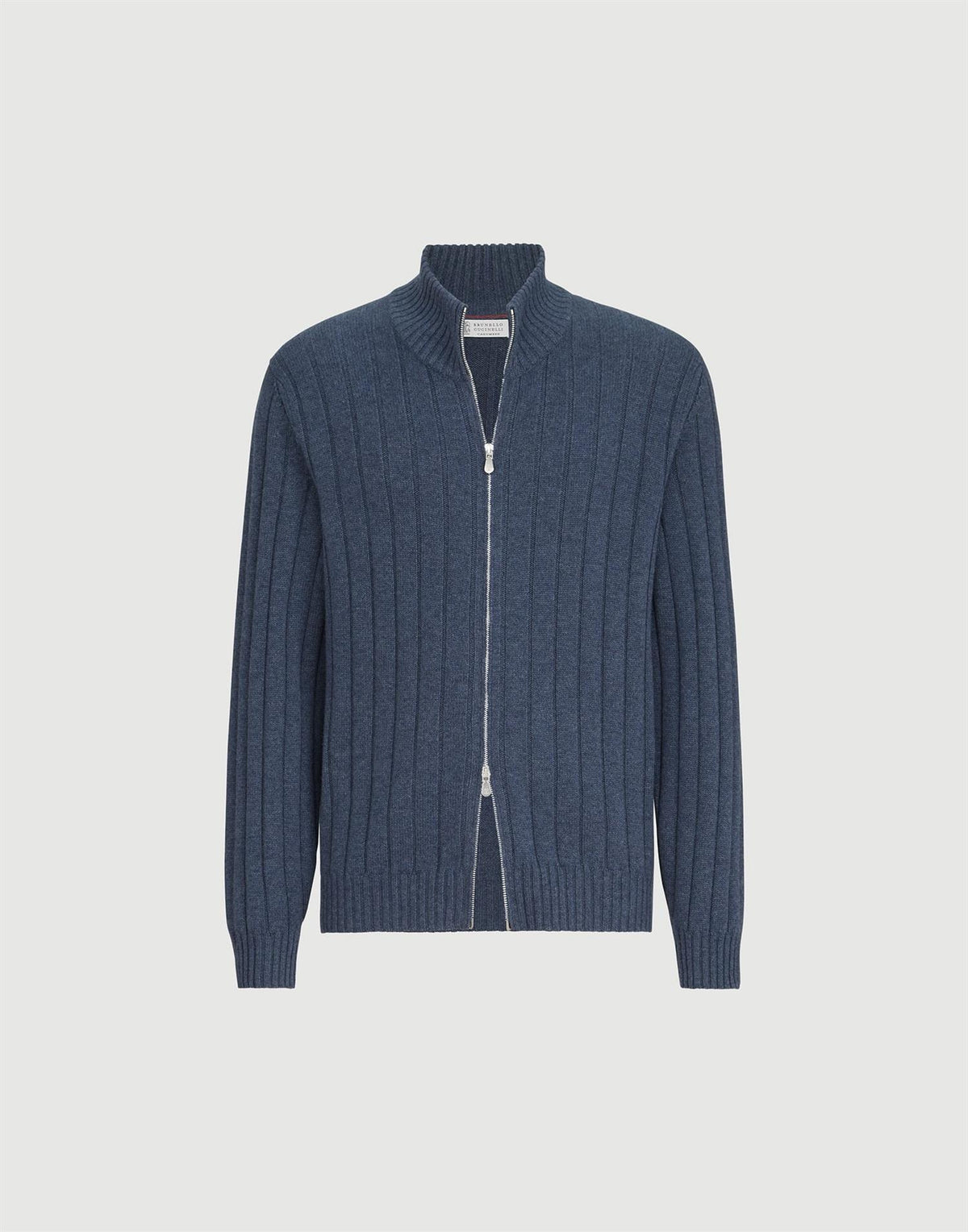 Cashmere cardigan med zipp - Blå