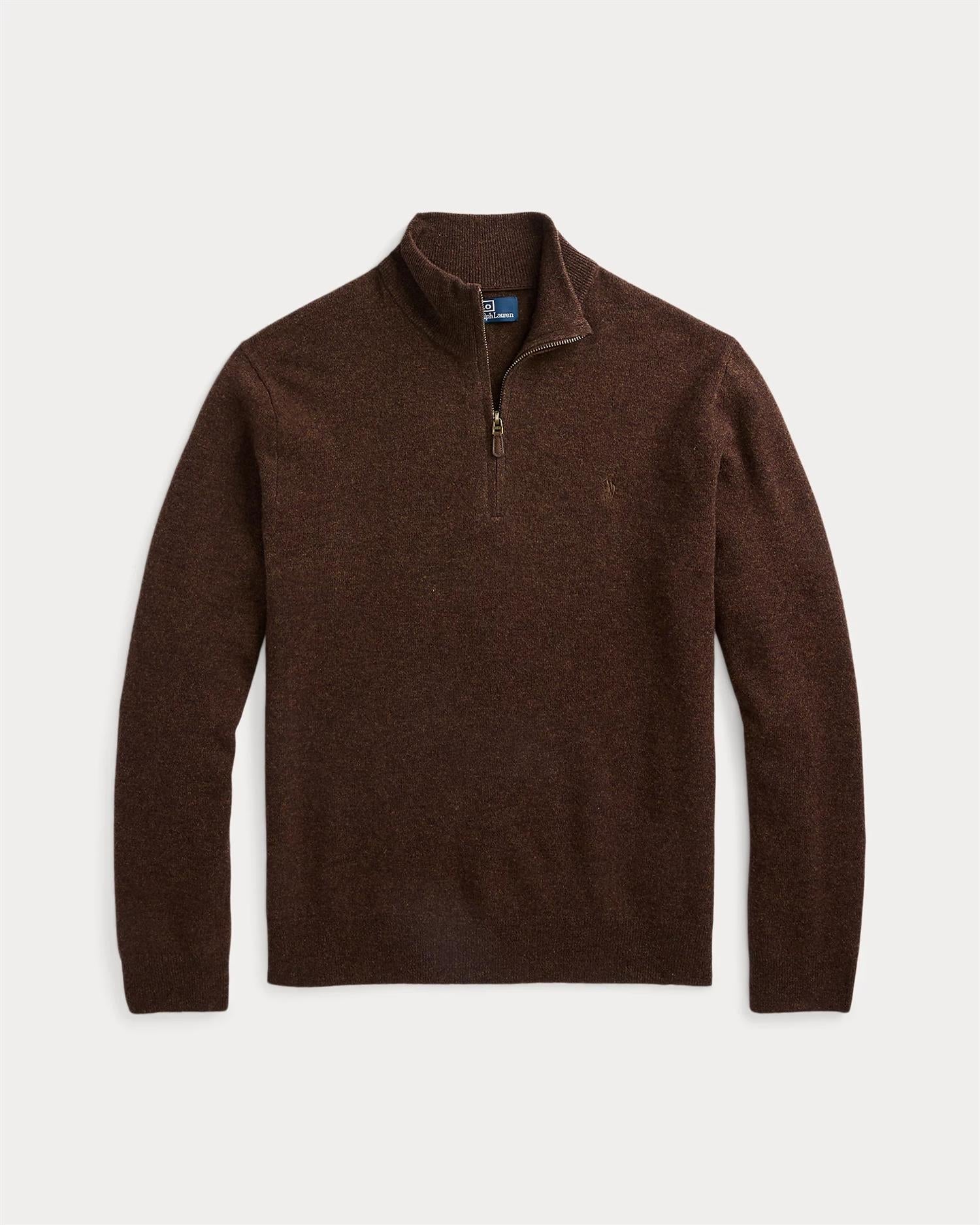 Rustikk Merino Half Zip - Brun-Polo Ralph Lauren-www.gunnaroye.no