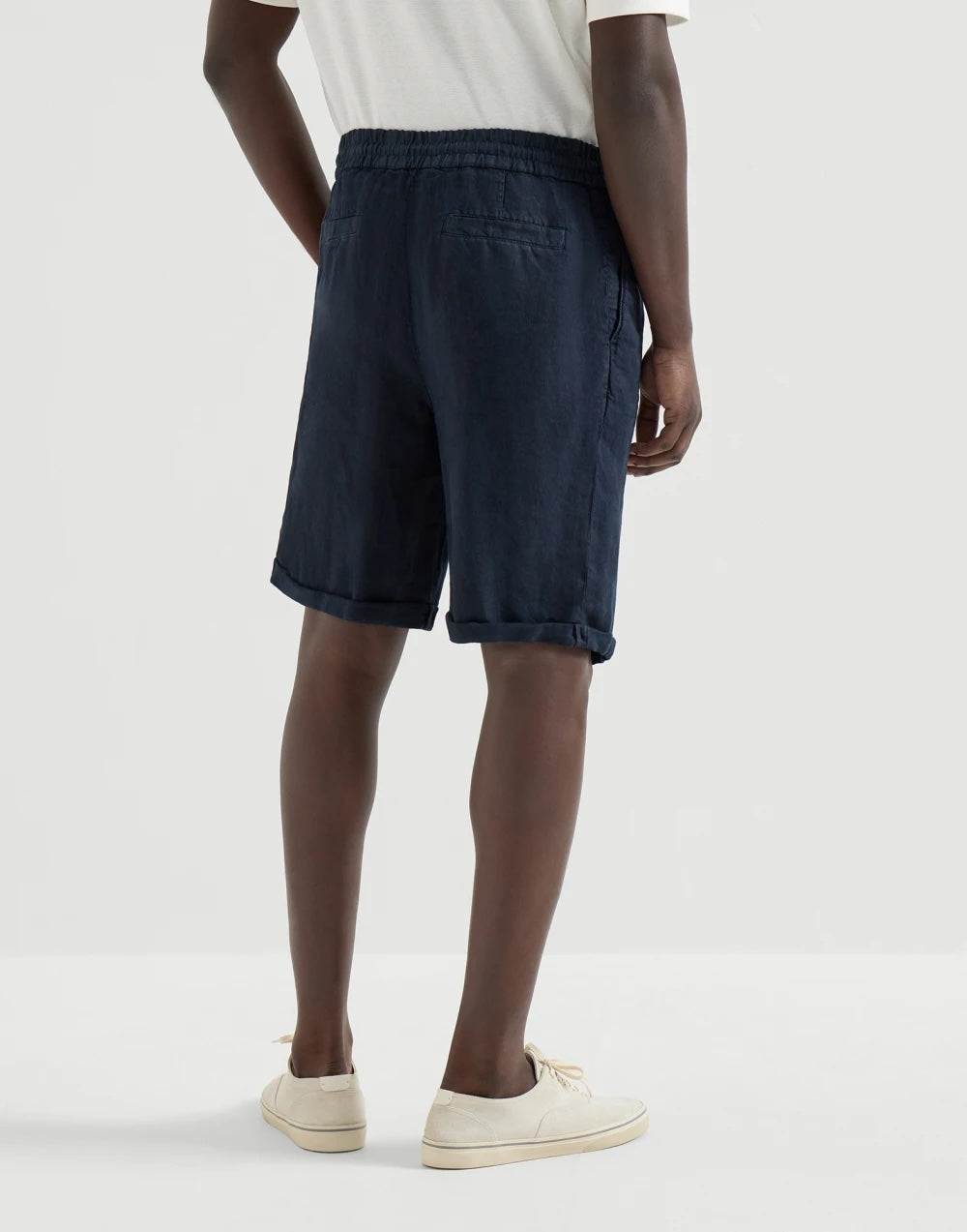 Bermuda-shorts i lin-gabardin
