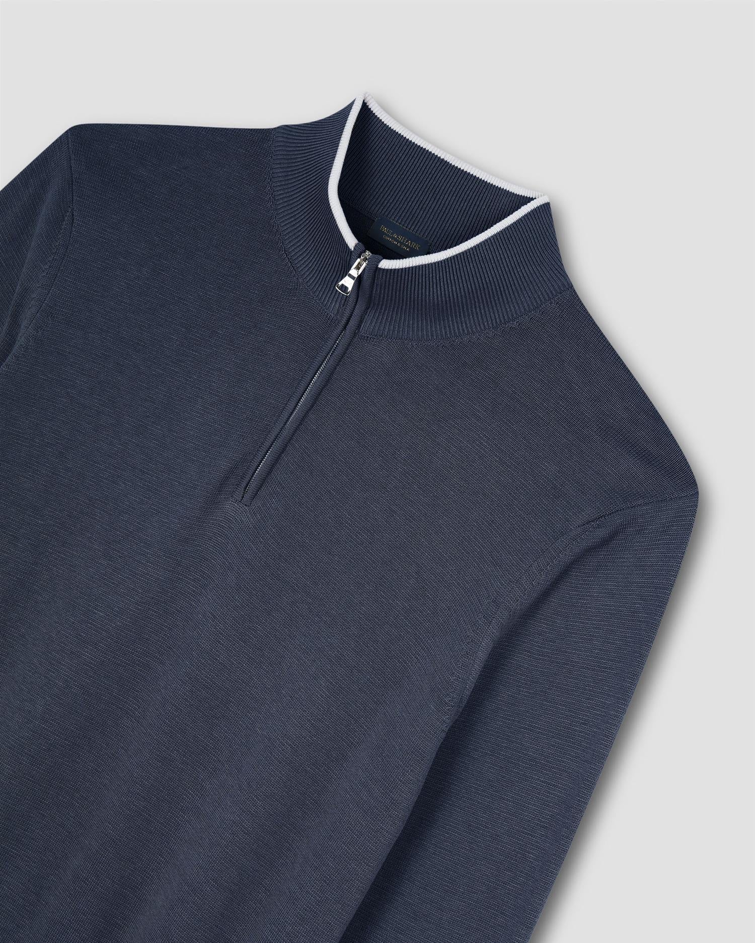 Cotton Silk Half-Zip Blå