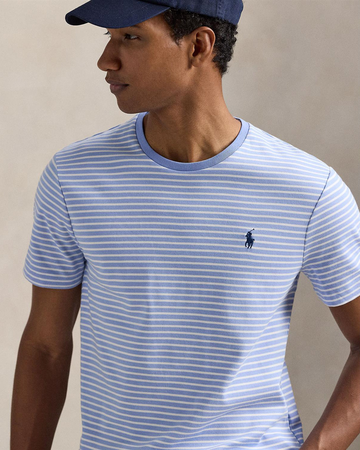 Stripete T-Shirt - Lys blå/Hvit