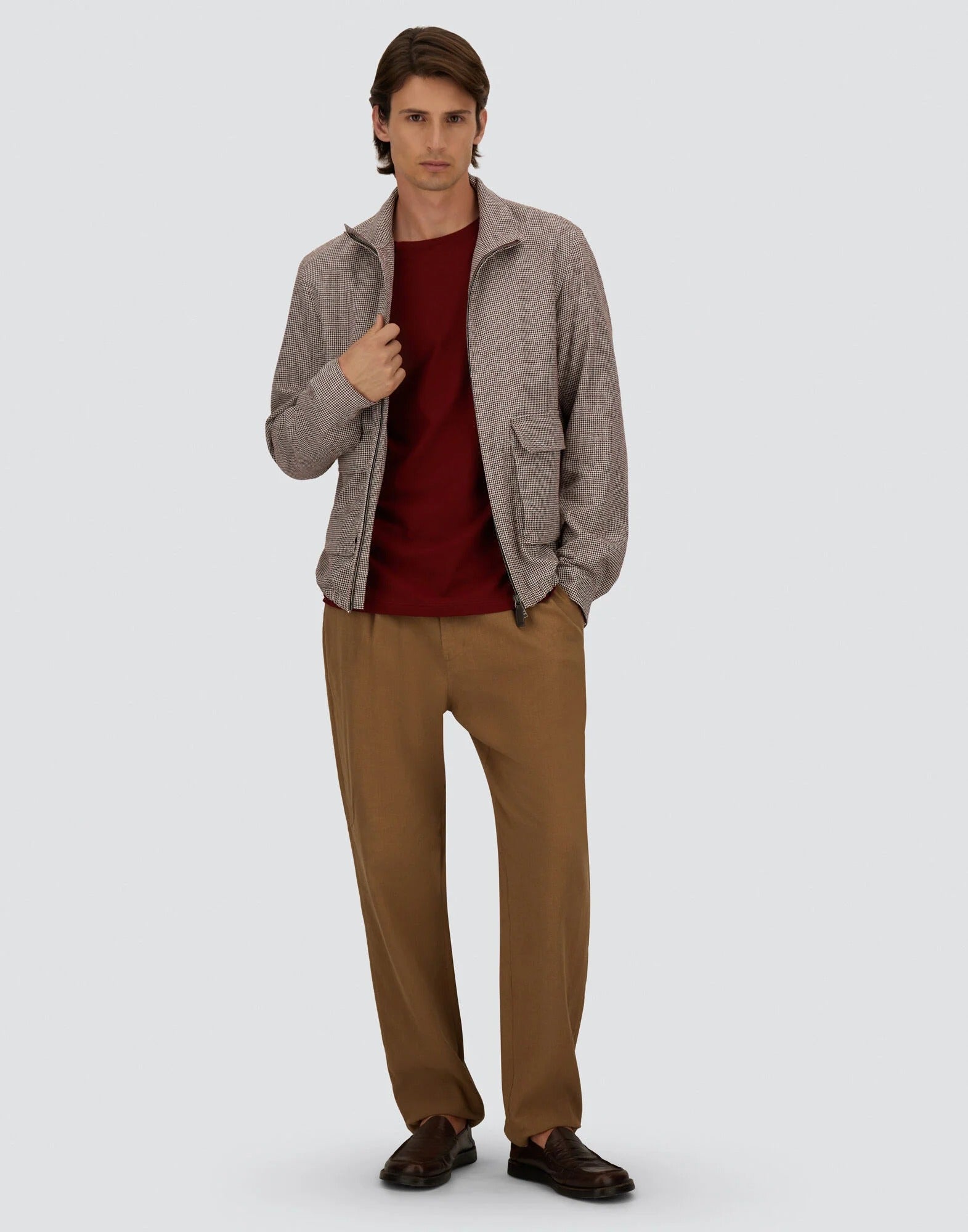 Rutet Lin Bomber - Burgunder