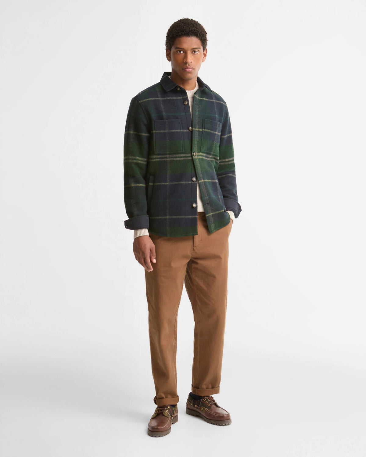 Woodlane rutet overshirt - Marine/grønn