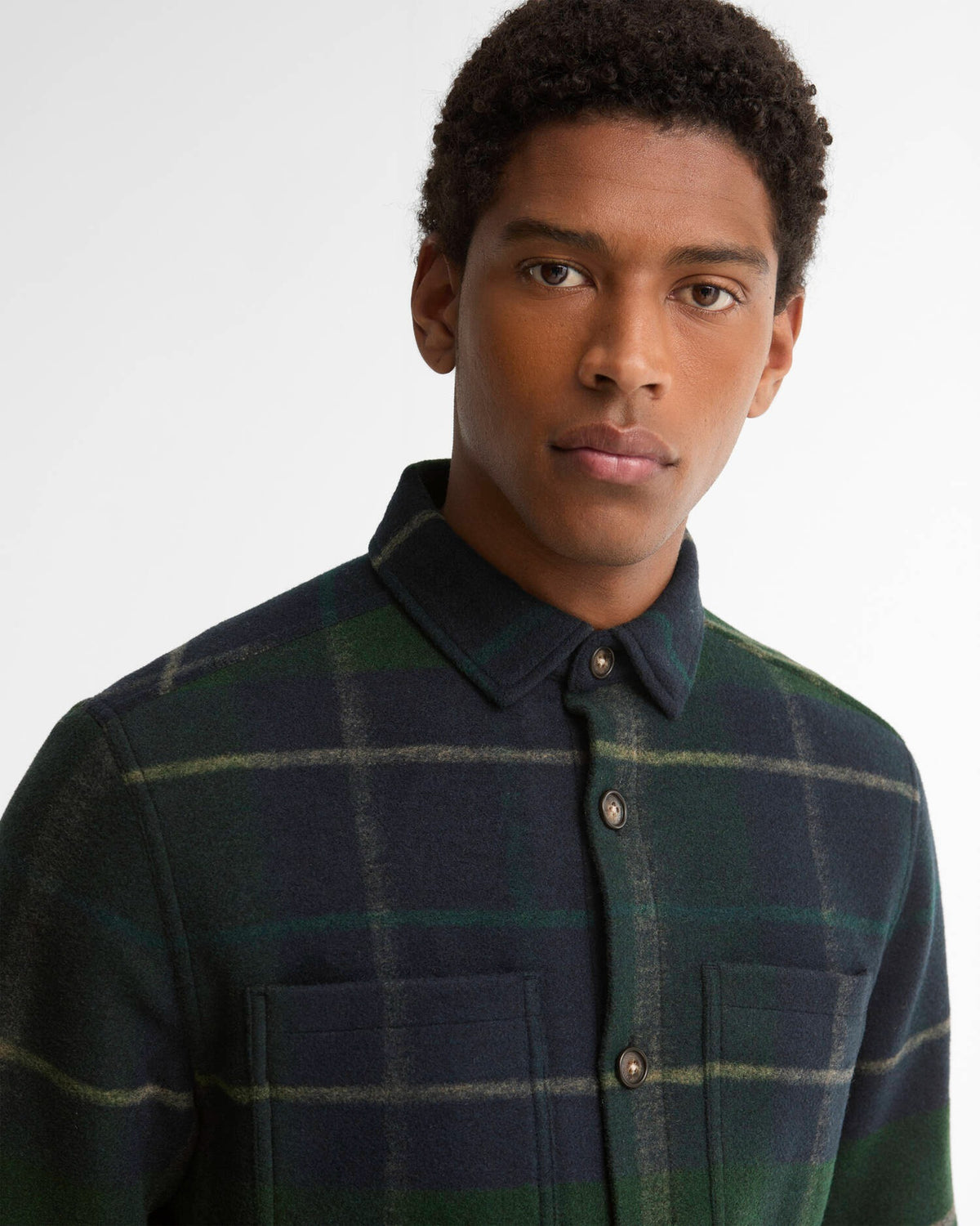 Woodlane rutet overshirt - Marine/grønn