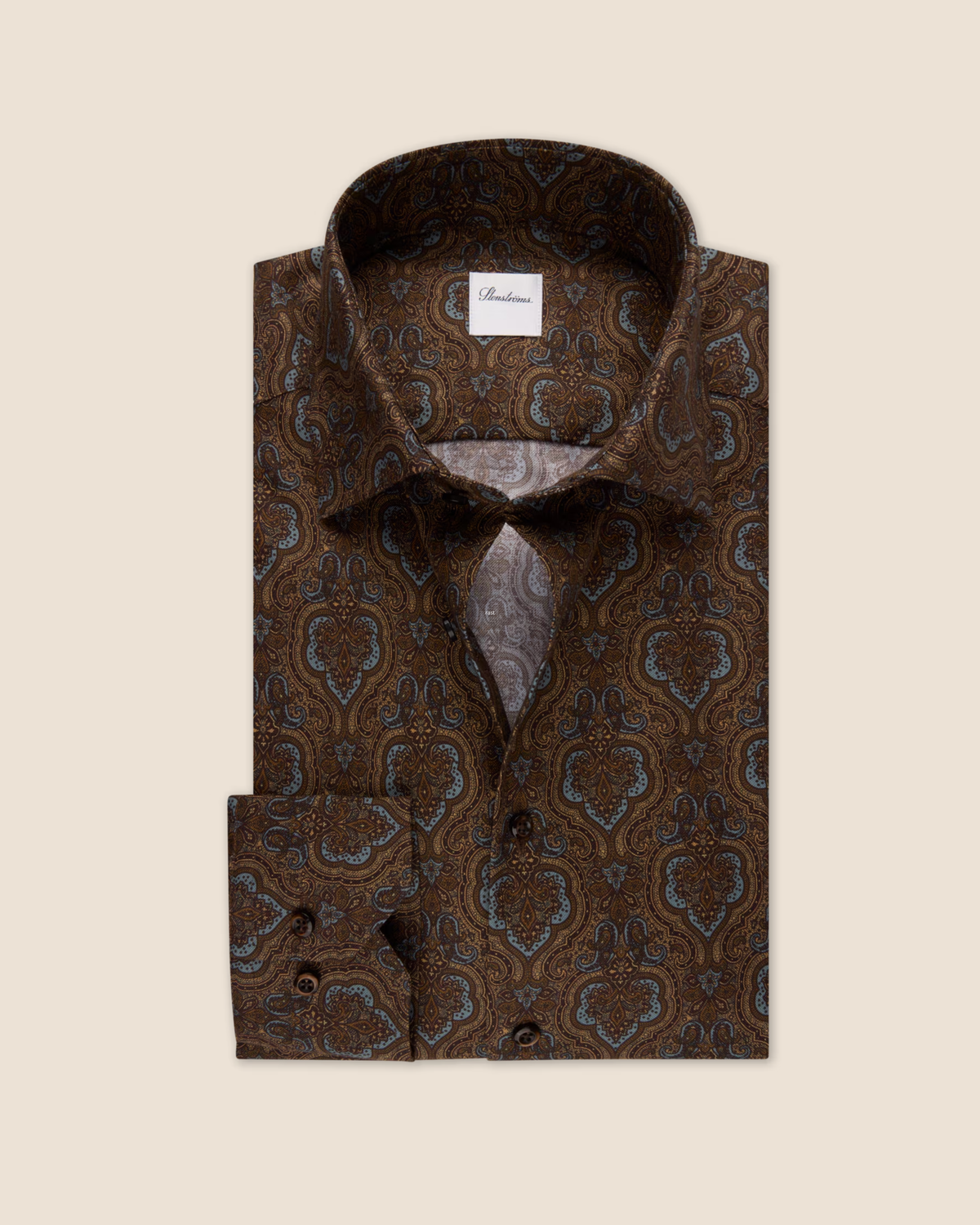 Paisleyskjorte Oxford Slimline - Brun Paisley