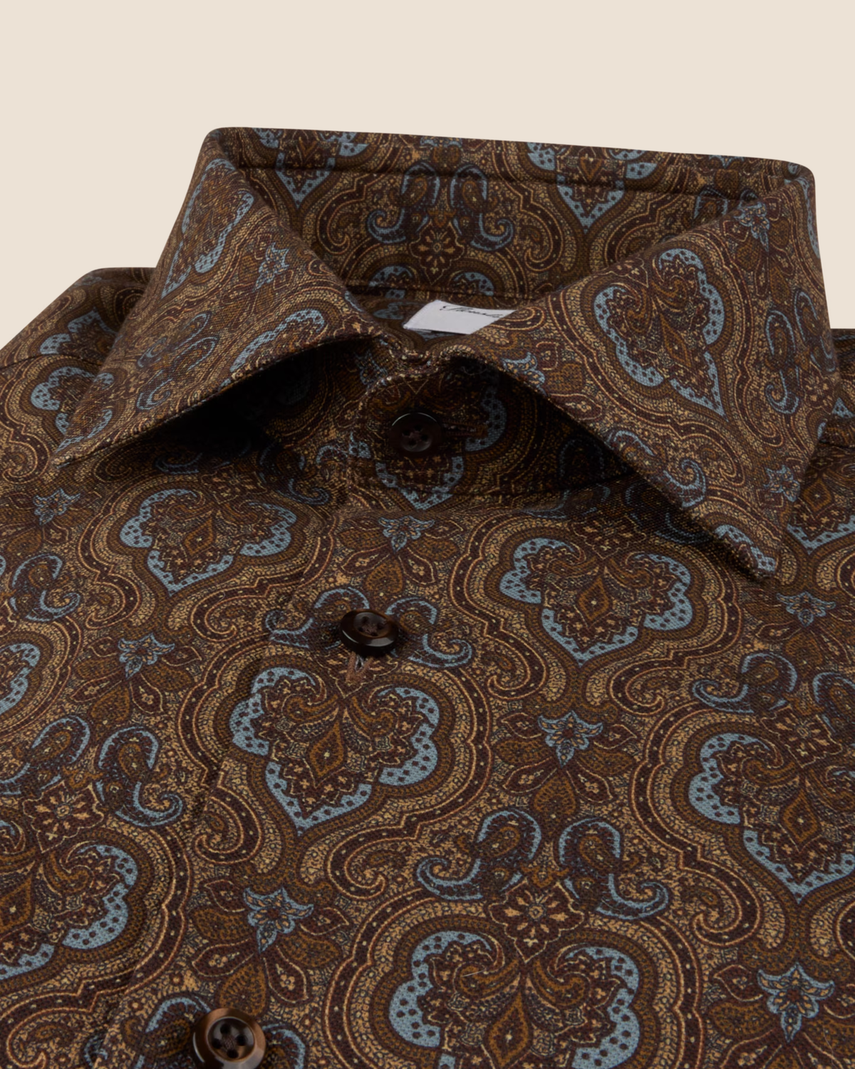 Paisleyskjorte Oxford Slimline - Brun Paisley