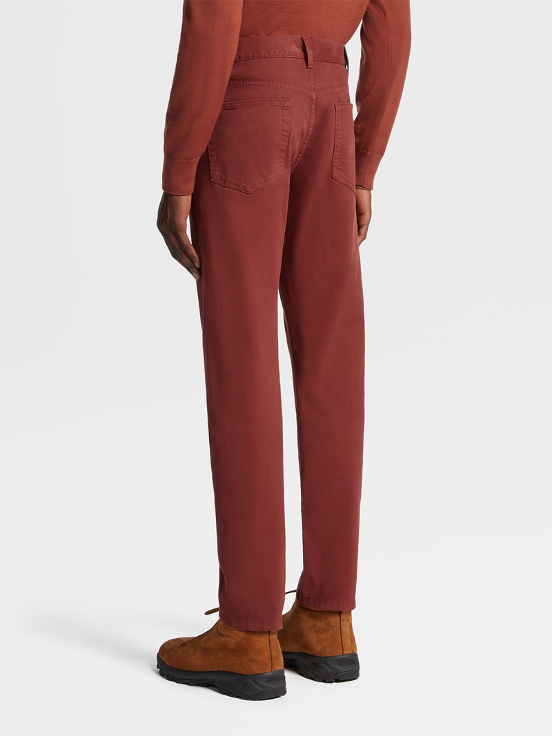 Mørke Rød Stretch City Bomullsbukser-Zegna-www.gunnaroye.no