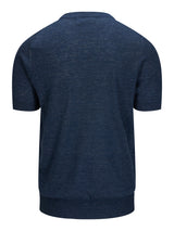 Crew neck T-skjorte i lin og bomull Blå-BRUNELLO CUCINELLI-www.gunnaroye.no